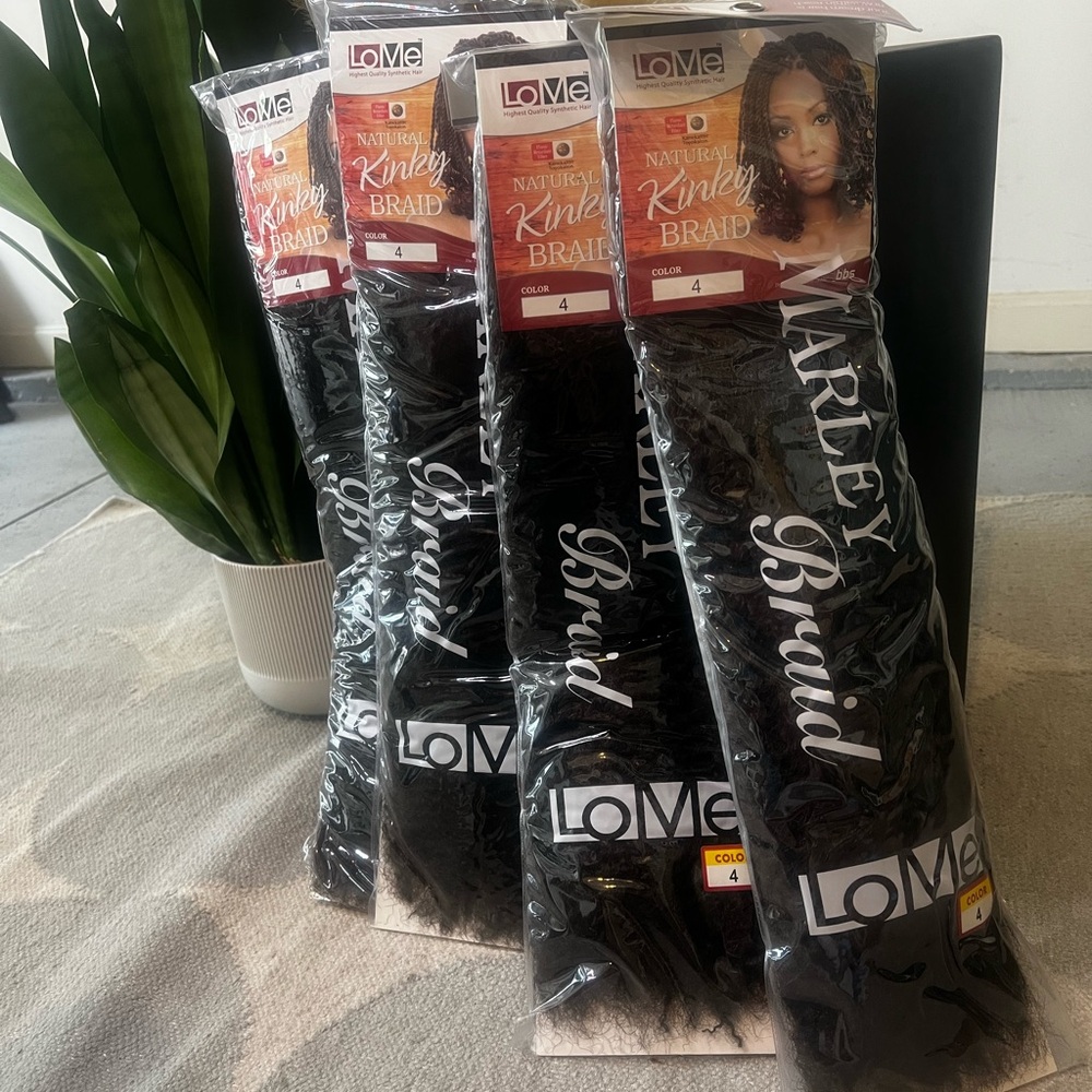 LoMe Naturally Kinky Braid Hair Extensions Color 4 (Set of 4 packages)